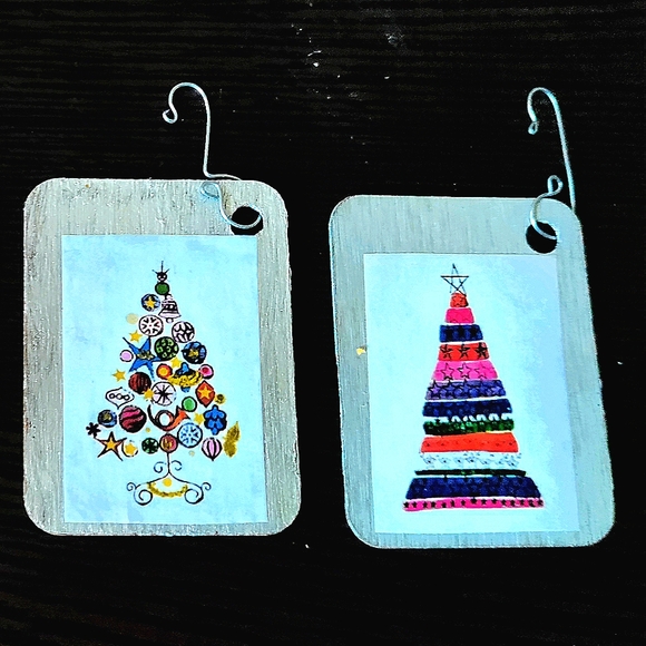 NEW Andy Warhol Handcrafted 4 Piece Ornament Set! ~Christmas Trees~ - Picture 4 of 8